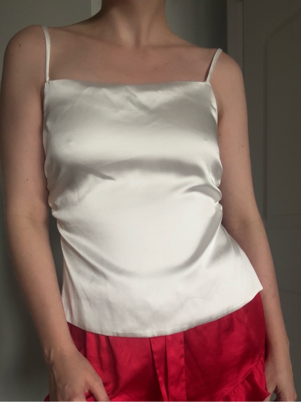 Zara White Satin Back-Tie Top